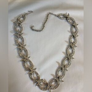 TARA Marked Vintage Art Deco Designed Jeweled Brilliant Necklace Rhinestones